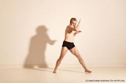 Underwear Martial art Man White Moving poses Athletic Short Blond Dynamic poses Academic